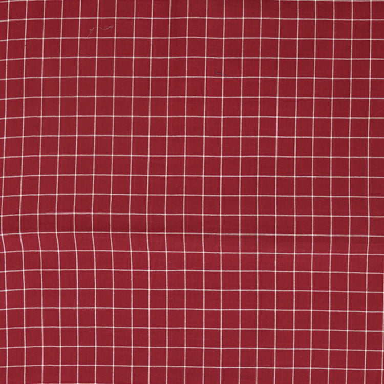 Pure Cotton Handloom Red Checks With Woven Fabric – Sanskruti