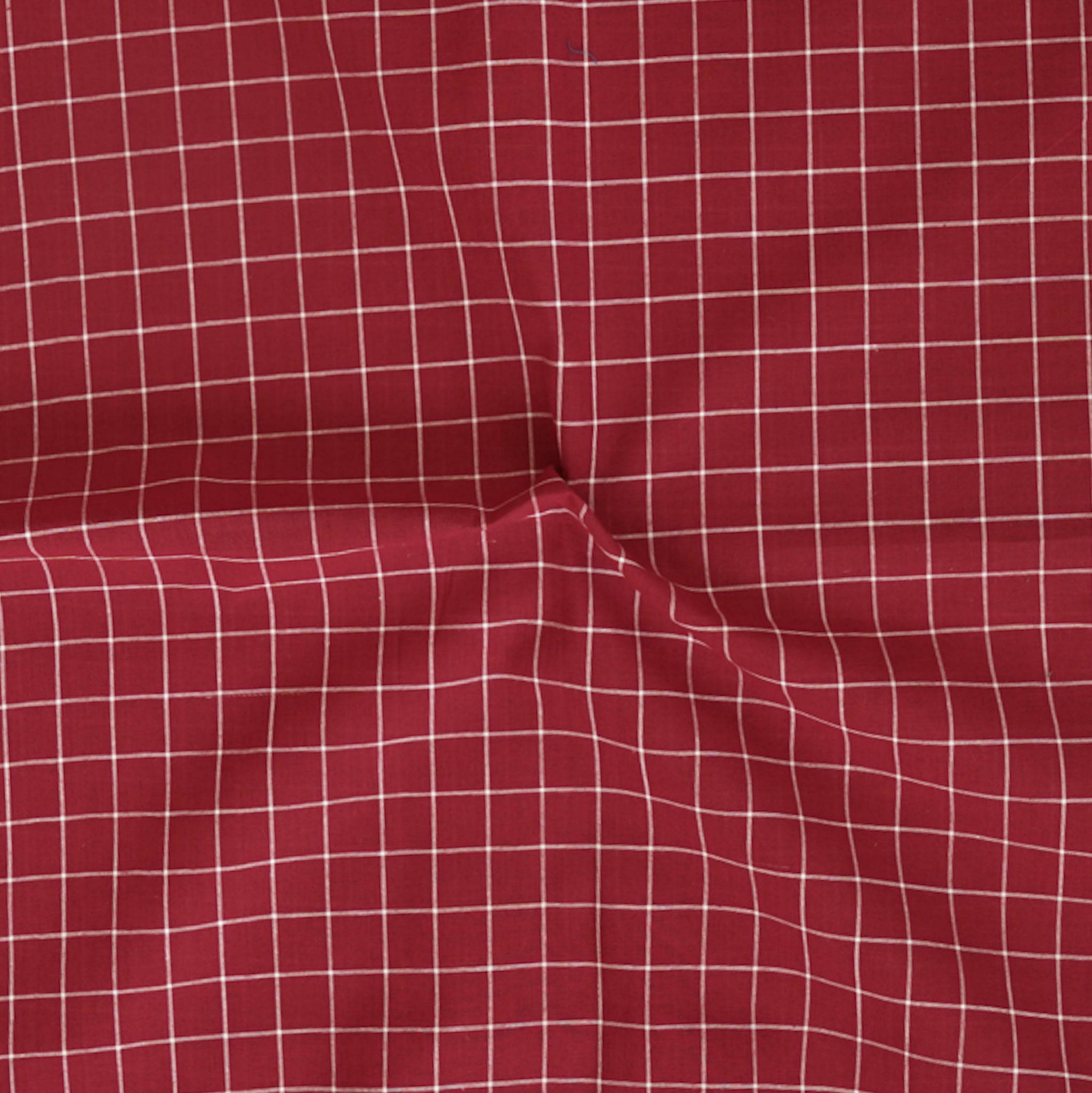 Pure Cotton Handloom Red Checks With Woven Fabric – Sanskruti