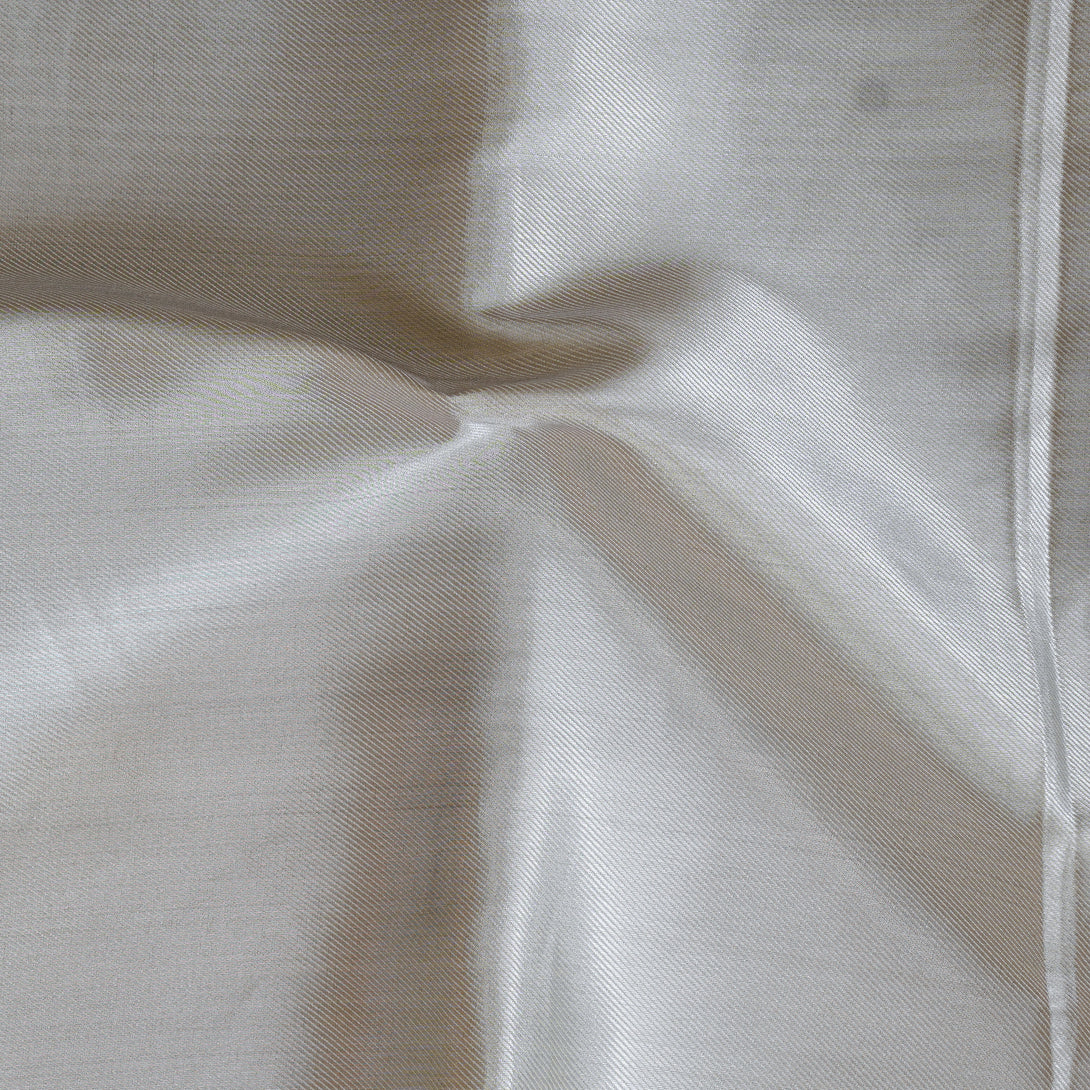 Banarasi Brocade Sliver Zari With Slant Lines Hand Woven Fabric – Sanskruti