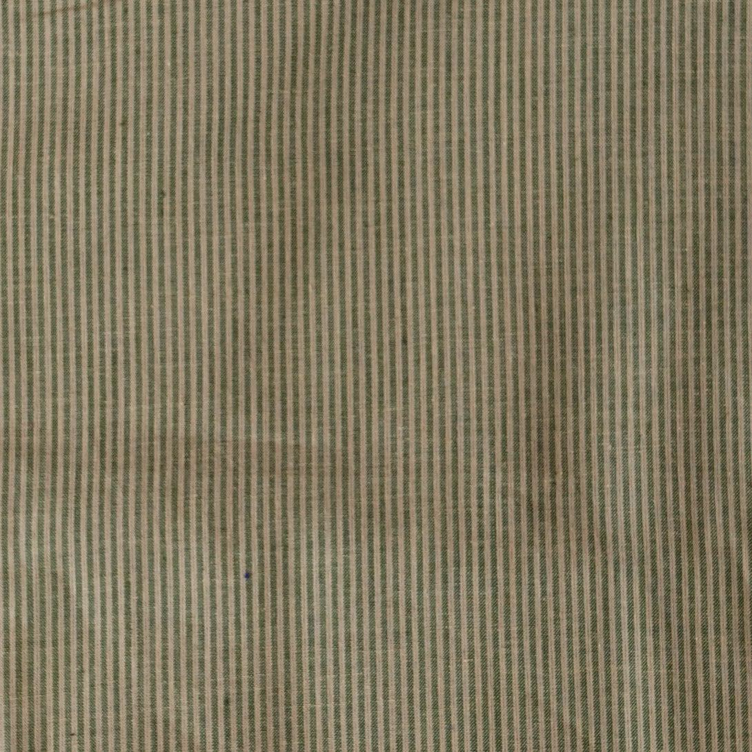 Pure Cotton Beige With Green Stripes Fabric – Sanskruti