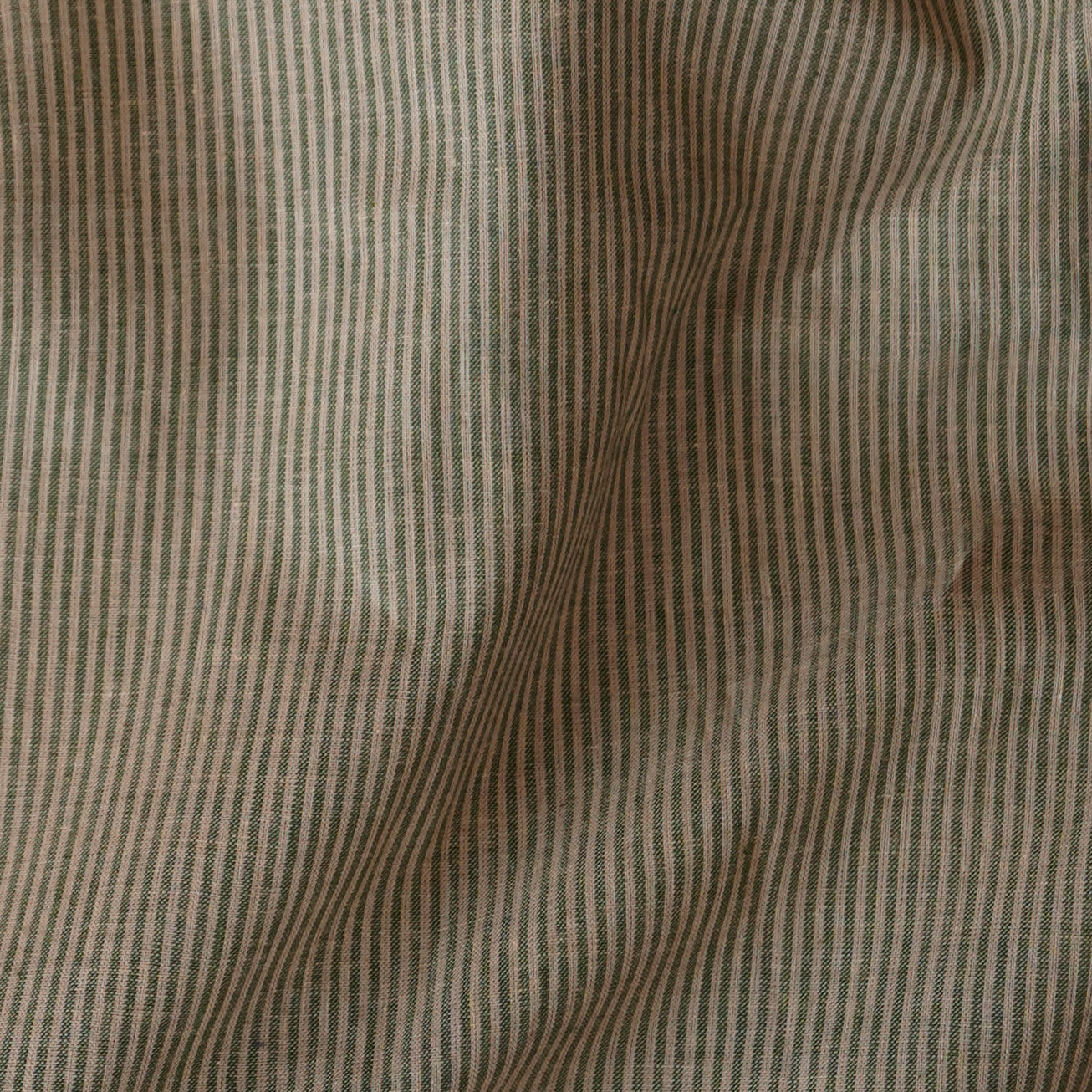 Pure Cotton Beige With Green Stripes Fabric – Sanskruti
