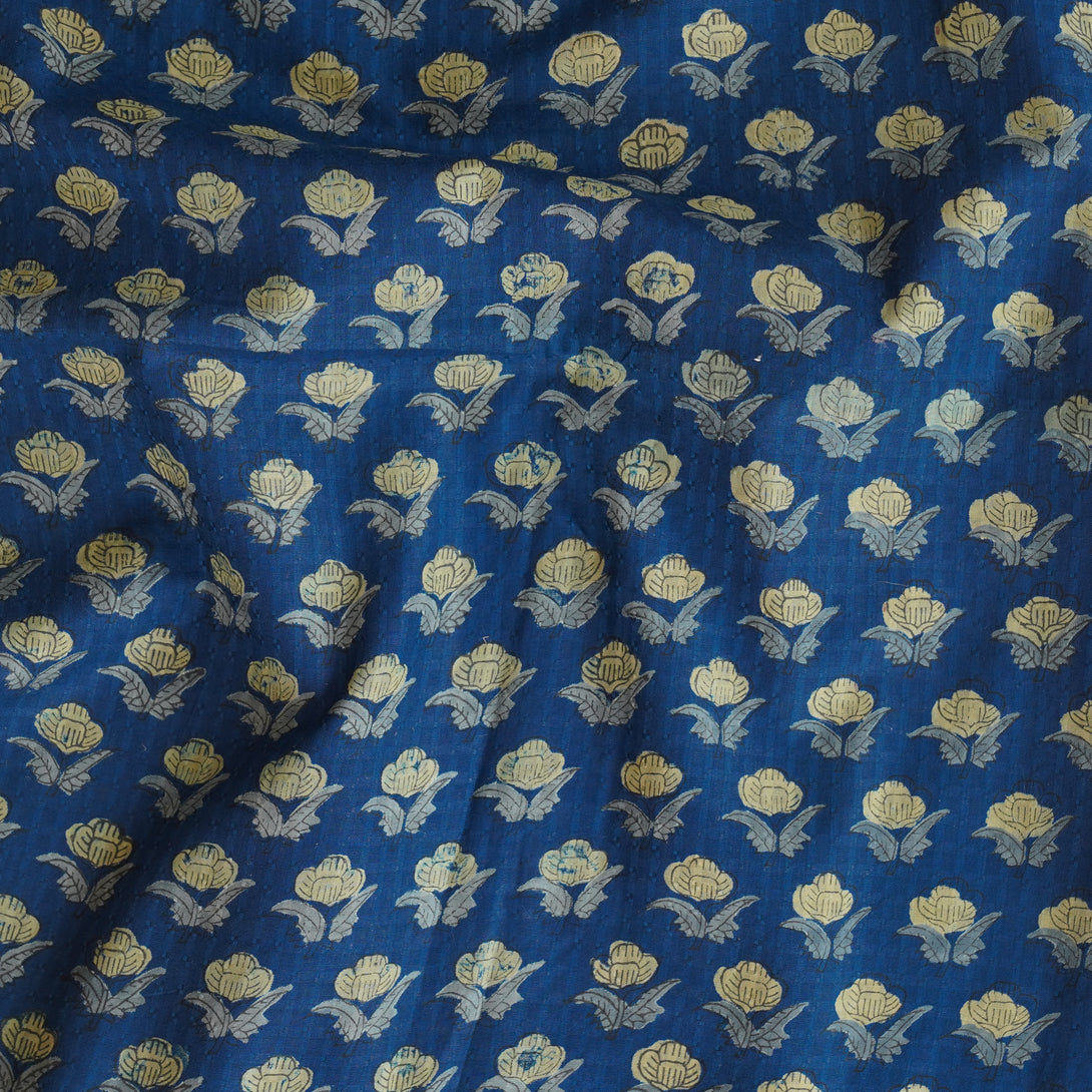 (Pre-Cut 1.25 Meter) Pure Cotton Doby Discharge Dark Navy Blue With Sm ...
