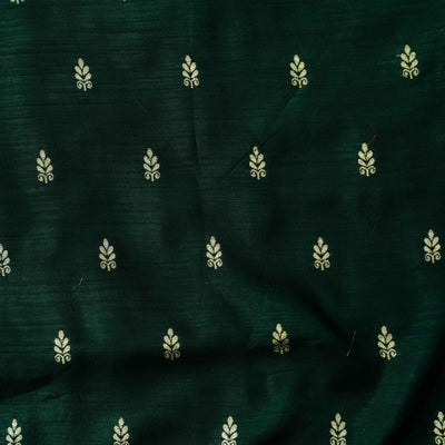 (Pre-Cut 1.55 Meter ) Dola Silk Green With Small Zari Motifs Woven Fabric