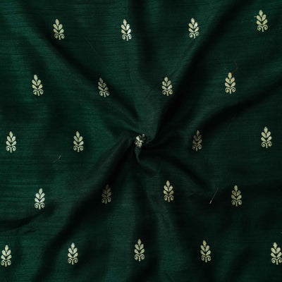 (Pre-Cut 1.55 Meter ) Dola Silk Green With Small Zari Motifs Woven Fabric