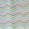 ( Width 46 Inches ) Pure Cotton Cream With Floral  Zig-Zag Stripes  Embroidered Fabric