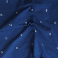 Pure Cotton Handloom Navy Blue  With Flower Motif  Woven Fabric