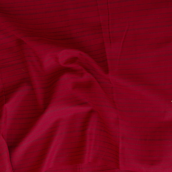 Pure Cotton Handloom Maroon With Doted Stripes Woven Fabric