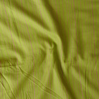 Pure Cotton Handloom Mehandi Green With Pink Doted Stripes Woven Fabric