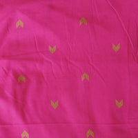 Pure Cotton Handloom Pink With Green Arrow Motif Woven Fabric