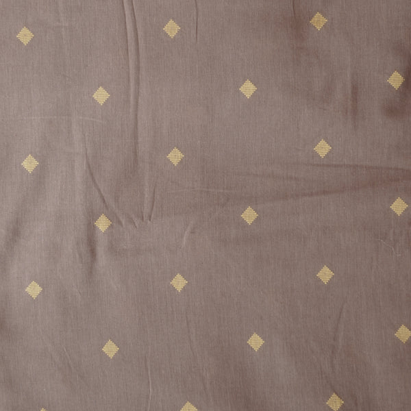 Pure Cotton Handloom Taupe  With Yellow Diamond Motif  Woven Fabric
