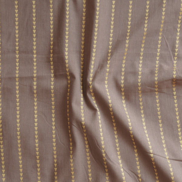 Pure Cotton Handloom Taupe  With Design Stripes   Woven Fabric