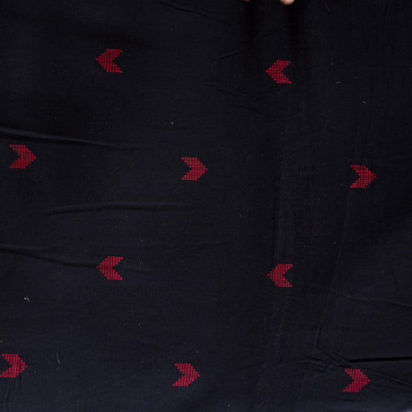 Pure Cotton Handloom Black With Red Arrow Motif  Woven Fabric