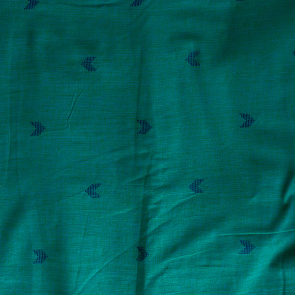 Pure Cotton Handloom Aqua With Blue Arrow Motif Woven Fabric