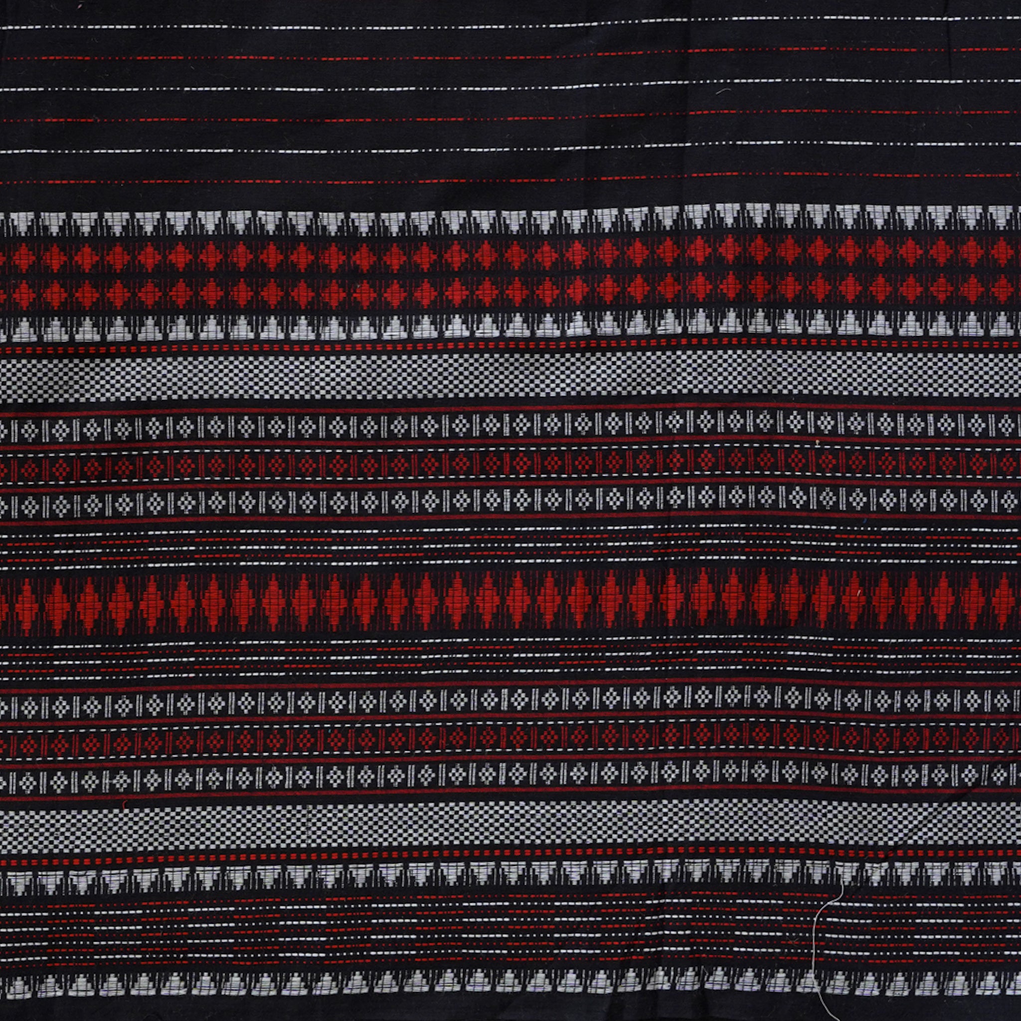 Pure Cotton Handloom Black With Katha Stripes And Big Border Design Wo ...