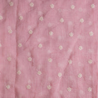 Mul Chanderi Pastel Pink And Flower Motif With Beads Embroidery Fabric