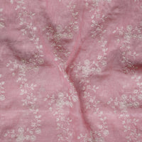 Mul Chanderi Pastel Pink And Flower Jaal With Beads Embroidery Fabric