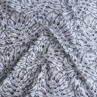 (Width 57 Inches) Pure Cotton Hakoba Ink White With Black Leafs Jaal Fabric
