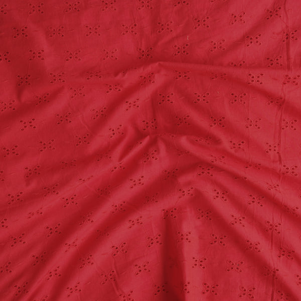 (Width 57 Inches) Pure Cotton Hakoba Red With Flower Design Fabric