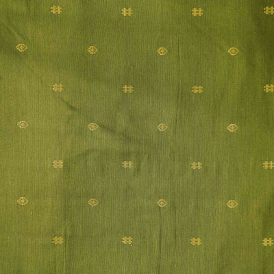 Cotton Silk Mehindi Green With Golden Zari Design Hand Woven Fabric