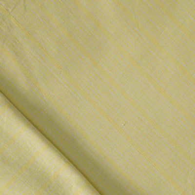 Pure Cotton Handloom White With Light Lemon Yellow Hand Woven Fabric
