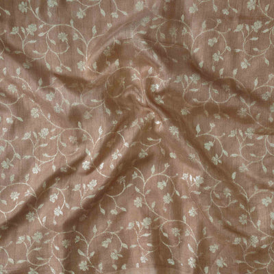 Dola Silk Royal Light Coffie Colour With Silver Zari Design Hand Woven Fabric