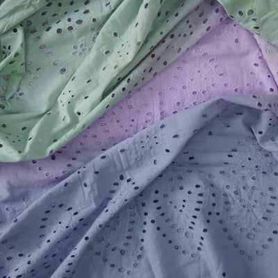 ( Width 56 Inches ) Pure Cotton Hakoba Three Shades Of Greyish Blue With Light Purple And Light Mint Green Hand Woven Fabric