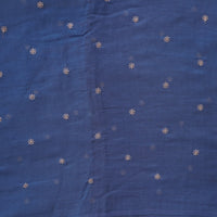 Mul Chanderi Dark Blue With Golden Flower Motif Self Design Embroidery Fabric