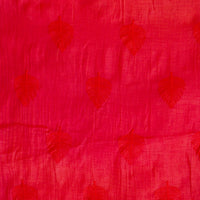 Mul Chanderi powder Red With Self Leaves Design Embroidery Fabric