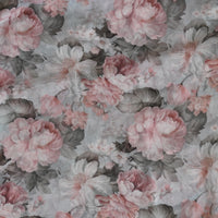 Pure Chiffon Sky Blue With Baby Pink Wild Flower Jaal Fabric