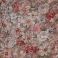 Pure Chiffon Brown With  Wild Flower Jaal Fabric