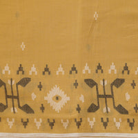 Mul Jamdani Yellow With Big Border Design And  Motif Woven Fabric