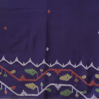 MUL Jamdani Dark Blue With Big Border Design Motif Woven Fabric