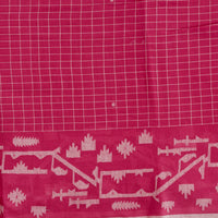 MUL Jamdani Dark Pink With  White Checks Big Border Design Woven Fabric