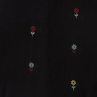 MUL Jamdani Black With Red And Blue Flower Motif Woven Fabric