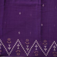 MUL Jamdani Purple With Checks And Big Border Design Motif Woven Fabric