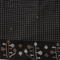 MUL Jamdani Black With Checks and Border Design Woven Fabric