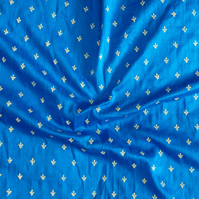 Slub Silk Cotton Sky Blue With Tiny Embroidered Butti Fabric