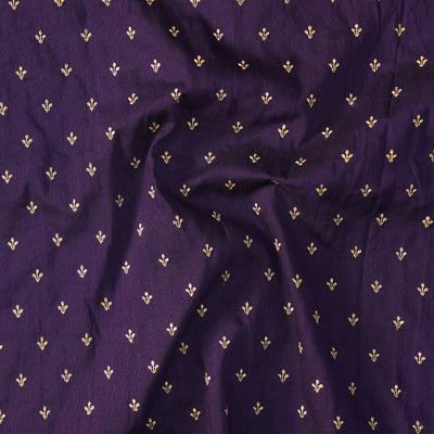 Slub Silk Cotton Royal Purple With Tiny Embroidered Butti Fabric