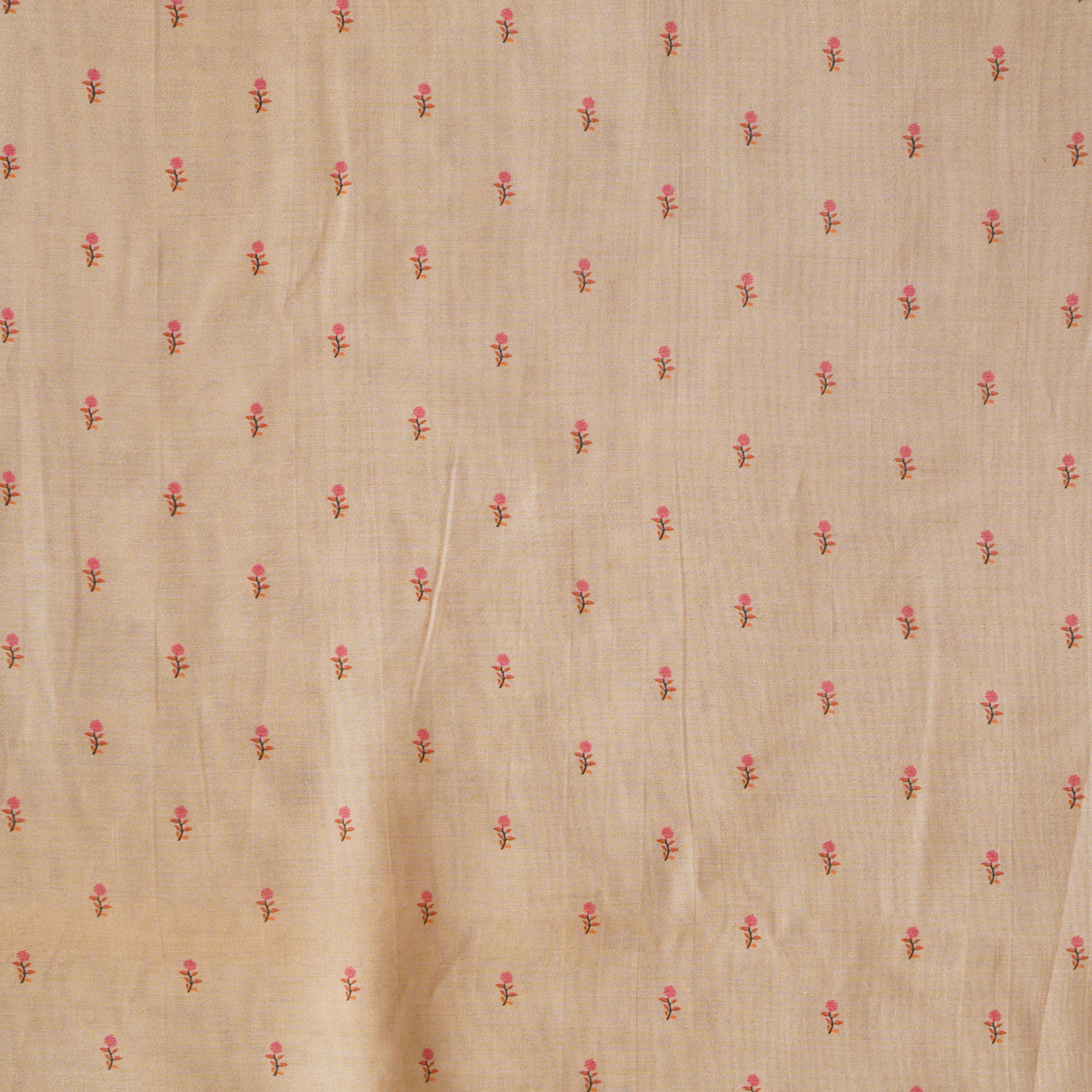 Mogra Chanderi Chiku With Pink Tiny Flower Motif Printed Fabric – Sanskruti