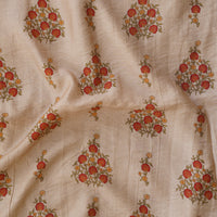 Mogra Chanderi Chiku With Orange Flower Plant Motif Printed Fabric