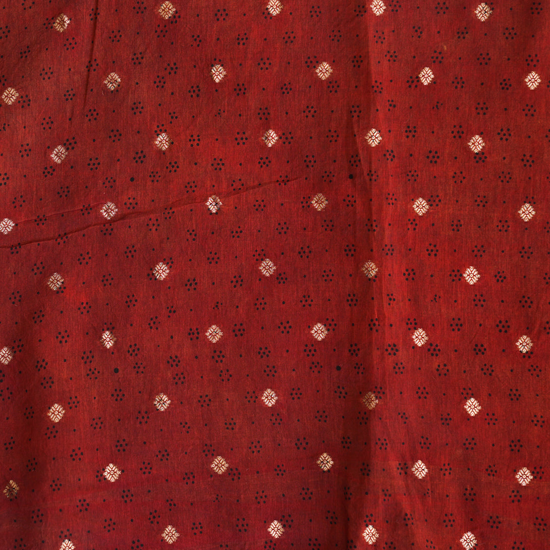Dola Silk Rust Maroon With Flower Doted Motif Printed Fabric – Sanskruti