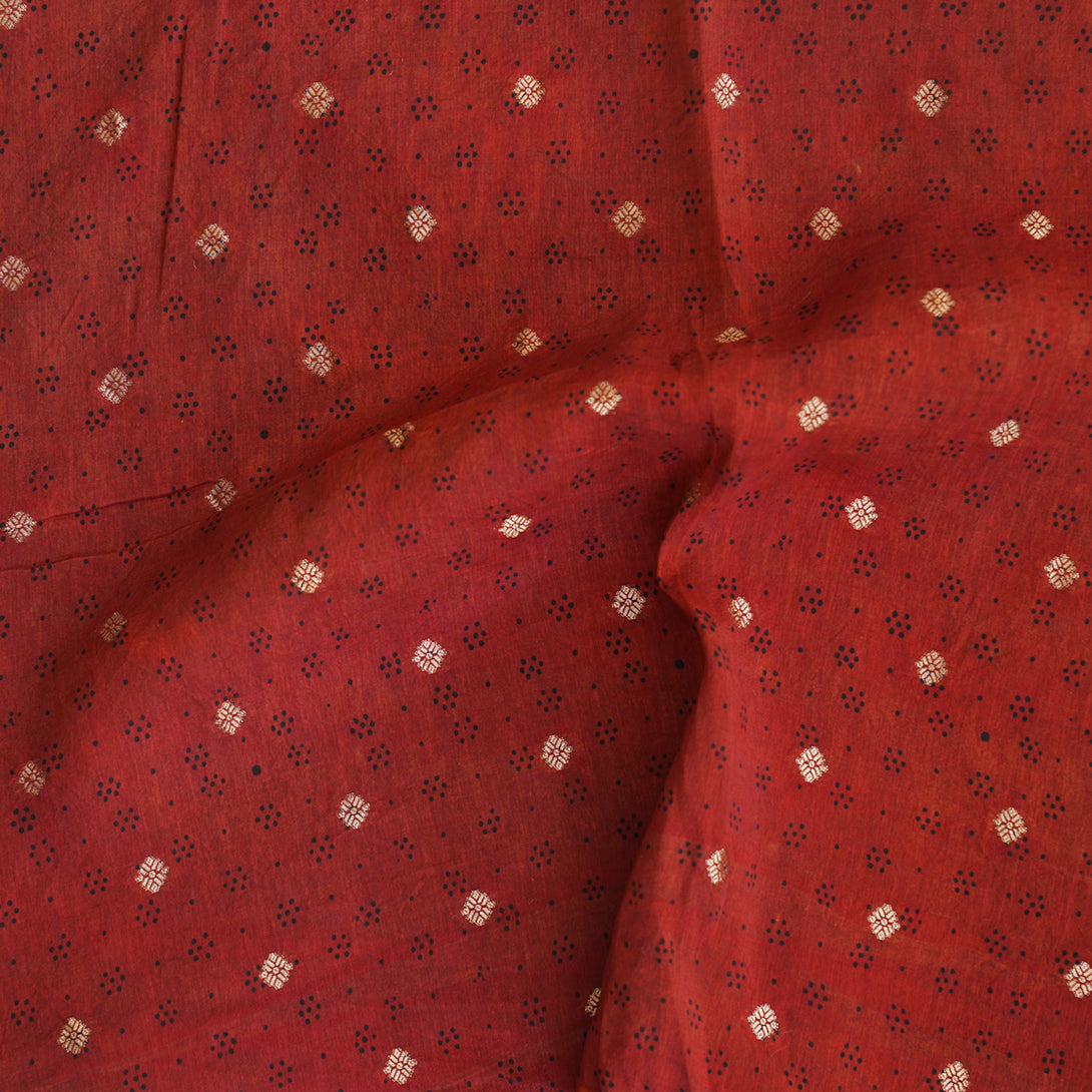 Dola Silk Rust Maroon With Flower Doted Motif Printed Fabric – Sanskruti