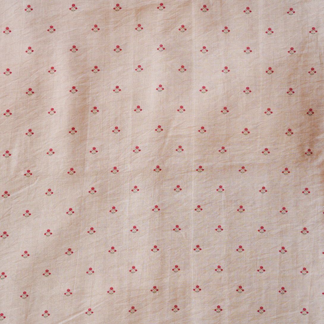 Mogra Chanderi Chiku With Pink Tiny Flower Motif Printed Fabric – Sanskruti