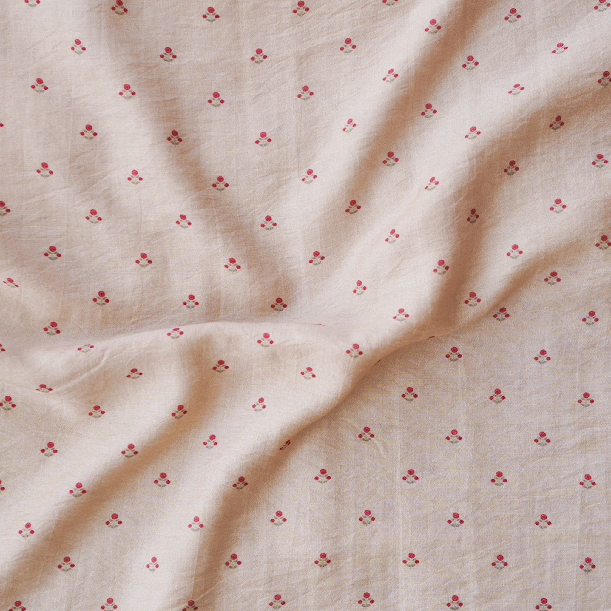 Mogra Chanderi Chiku With Pink Tiny Flower Motif Printed Fabric – Sanskruti