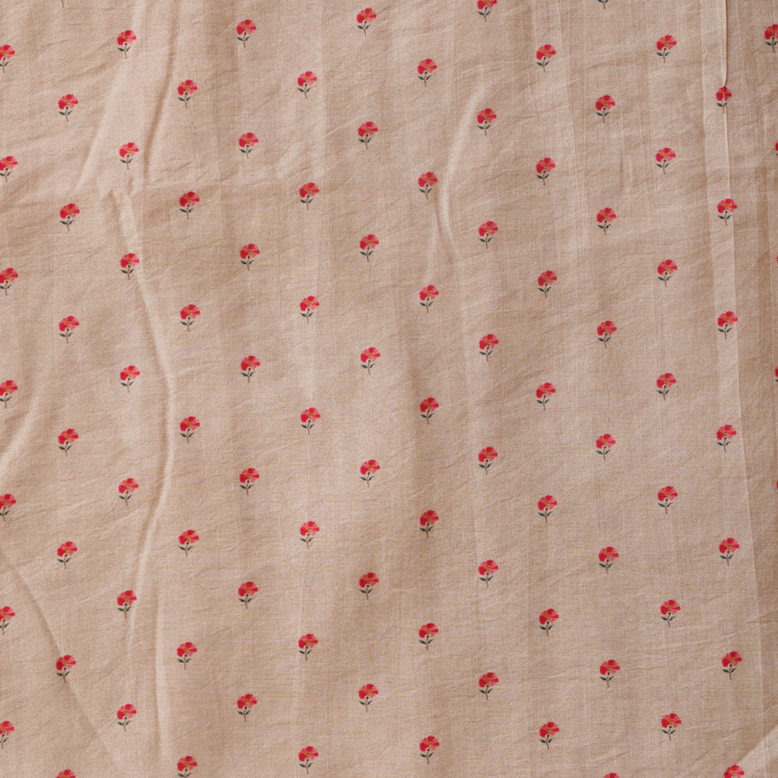 Mogra Chanderi Chiku With Pink Tiny Flower Motif Printed Fabric – Sanskruti