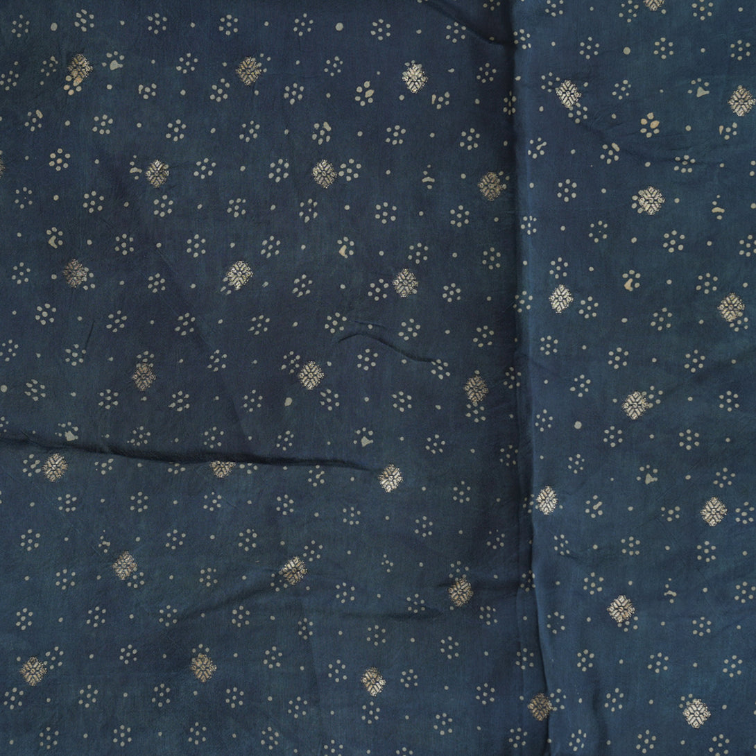 Dola Silk Teal Blue With Flower Doted Motif Printed Fabric – Sanskruti