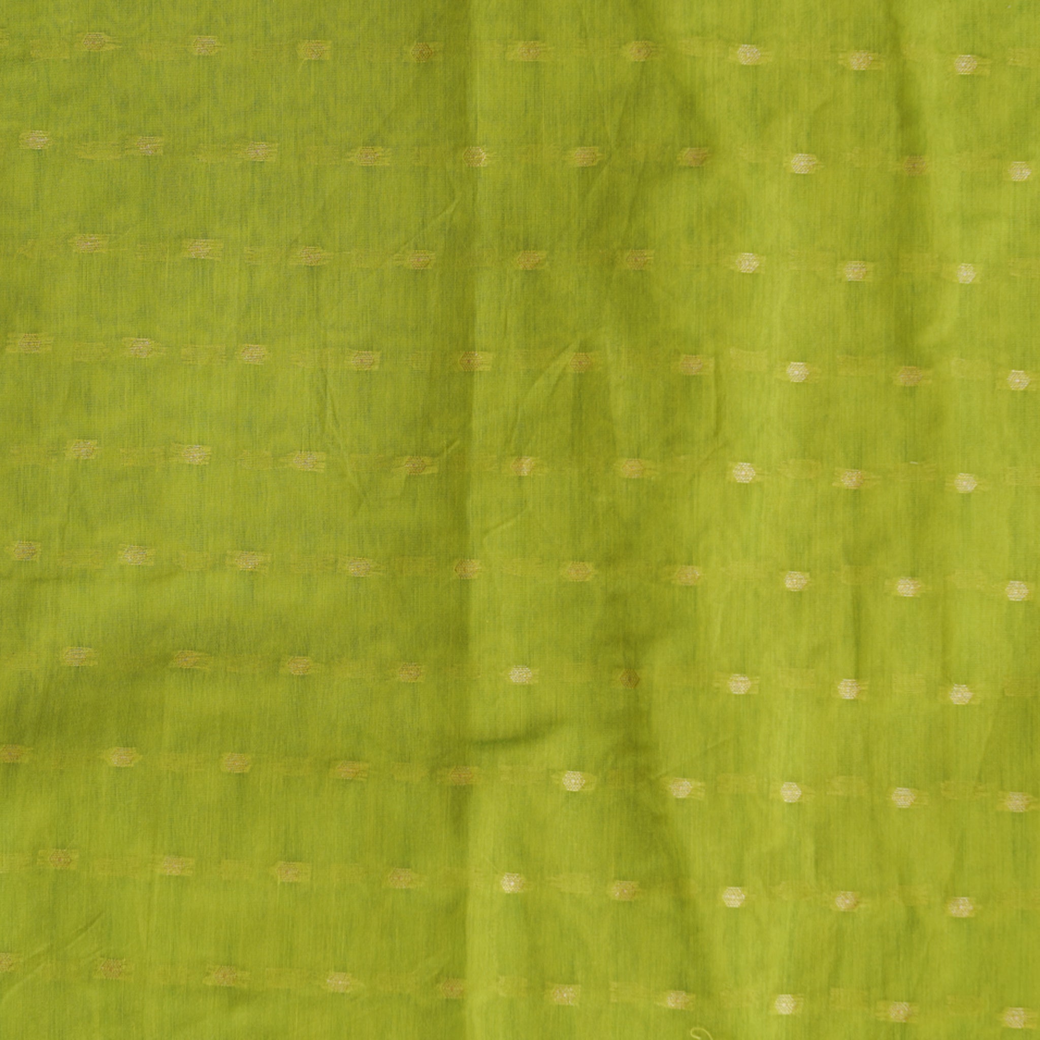 Chanderi Parrot Green With Gold Zari Butti Fabric – Sanskruti