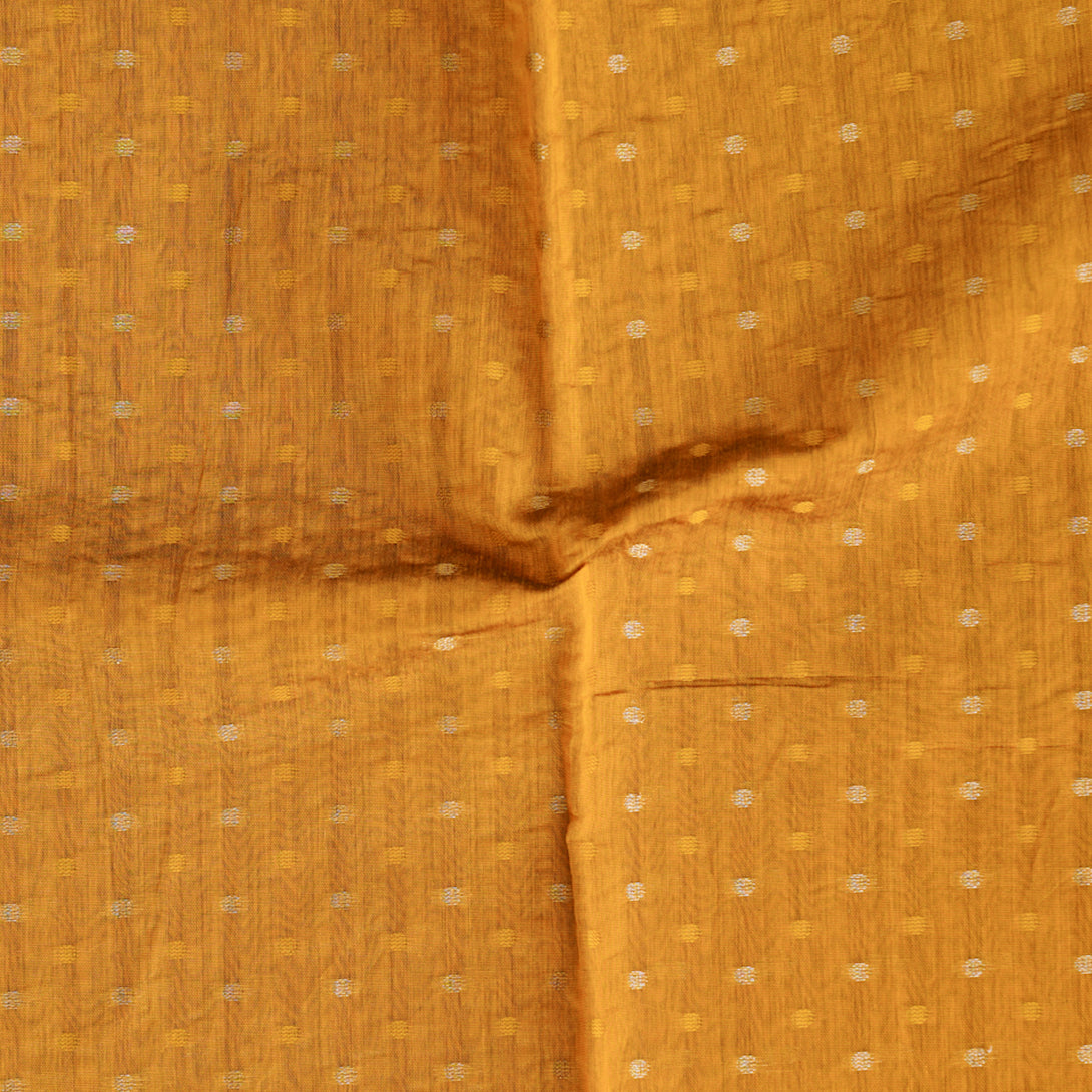 Chanderi Dark Musterd With Gold Zari Butti Fabric – Sanskruti