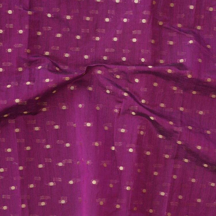 Chanderi Purple With Gold Zari Butti Fabric – Sanskruti
