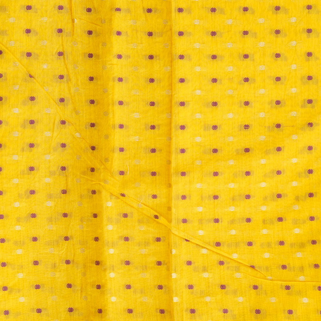 Chanderi Yellow With Purple Butti Fabric – Sanskruti